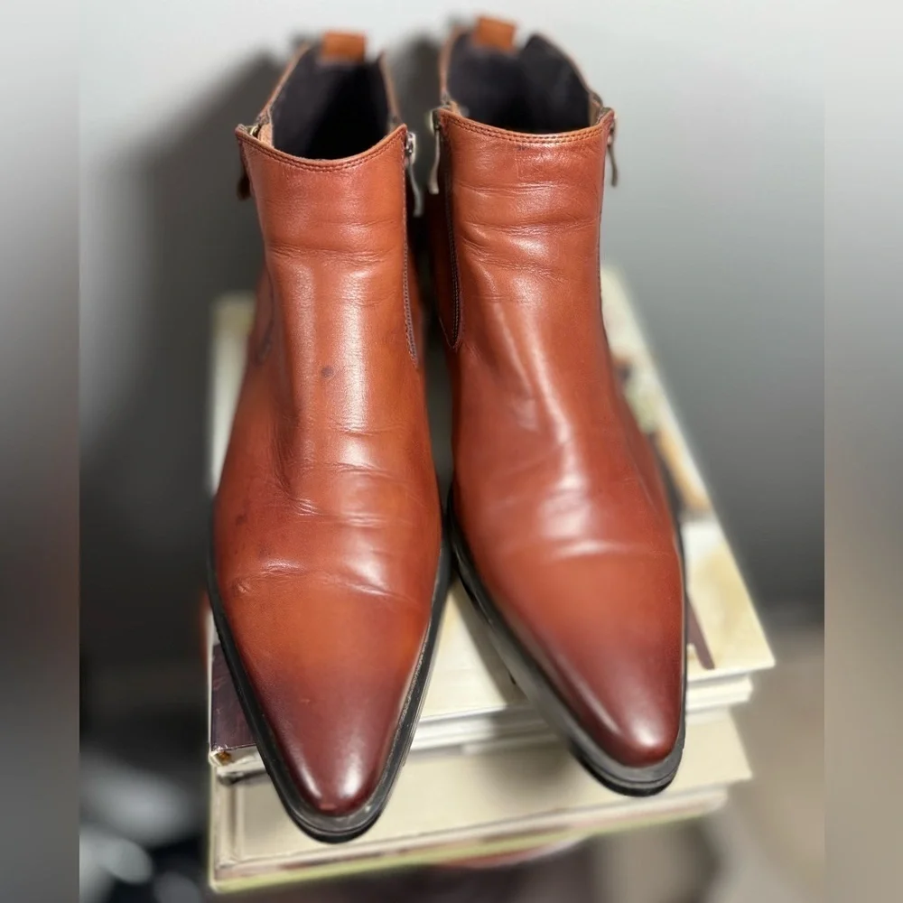 WOUFO Chukka Men's Brown Leather Size 12 Business Formal Ankle Boots